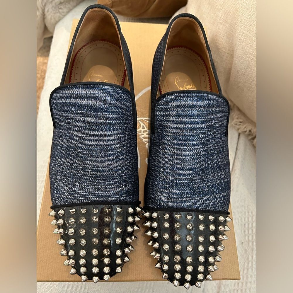 Christian Louboutin Spooky Flat Navy Blue and black shoes